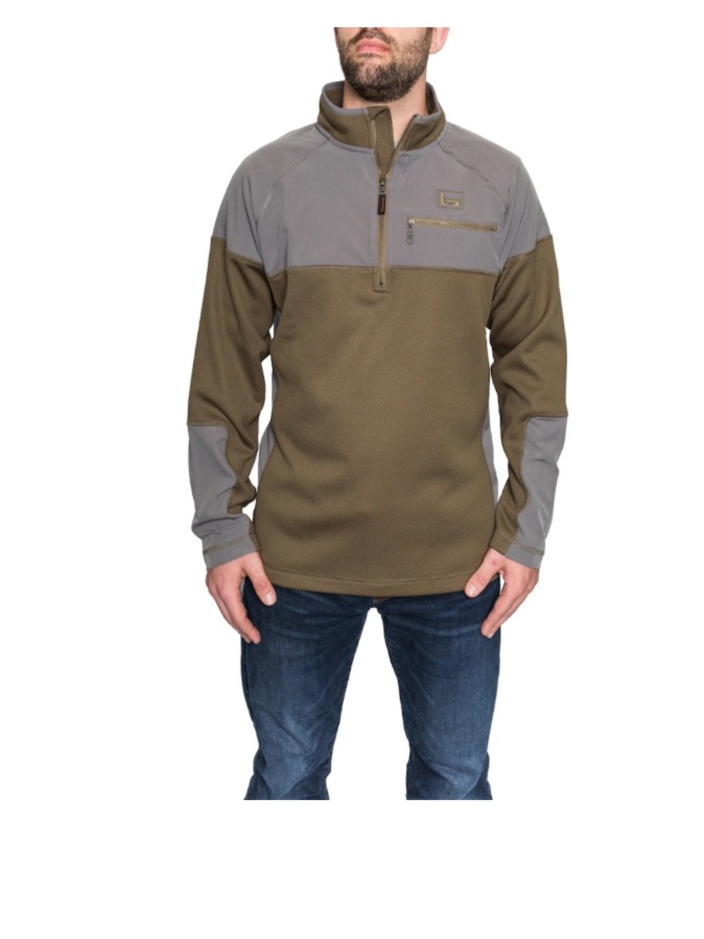 Banded Men's Southern Pines Quarter Zip Pullover Polyester Spanish Moss Medium